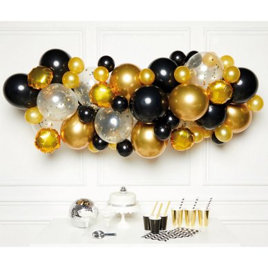 Ballongirlande Schwarz, gold Candybar