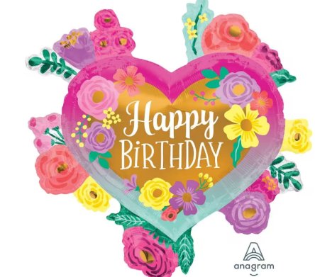 Folienballon Happy Birthday Flower