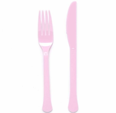 Kunststoff Besteck, rosa, 24 Stck
