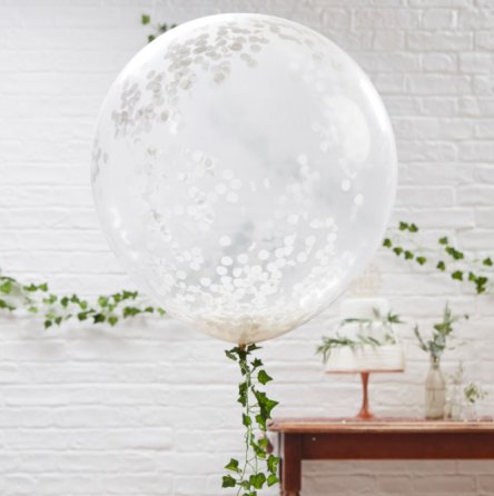 Luftballons XXL mit Weiem Konfetti