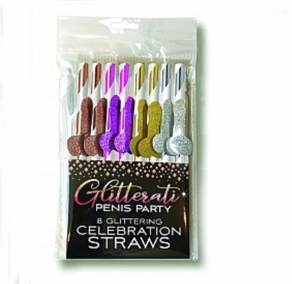 Penis Strohhalme Glitter, 8 Stck