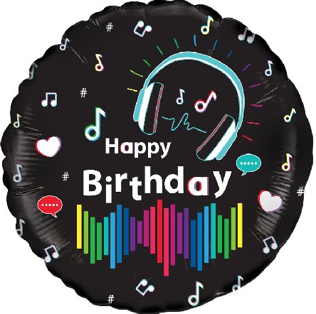 Folienballon Media Music Birthday Holo