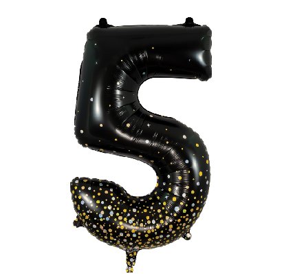 Folienballon Zahl 5 Sparkling Holo Schwarz