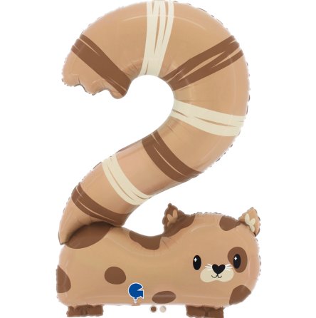 Folienballon Zahl 2 als Katze, 97 cm