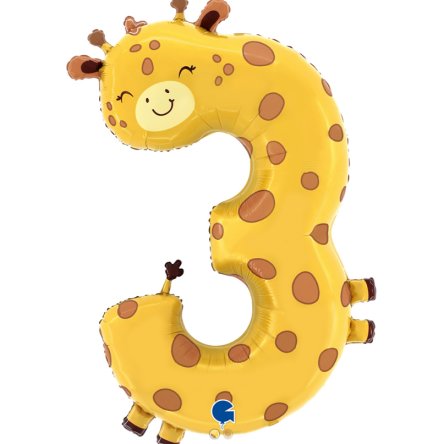 Folienballon Zahl 3 als Giraffe, 97 cm
