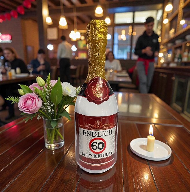 Flasche zum 60.Geburtstag - bef�llbar