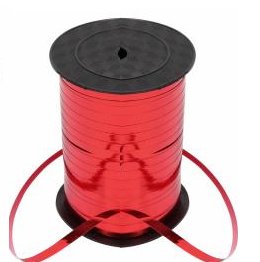 Polyband / Ballonband, rot/metallic, 225 m - 5mm