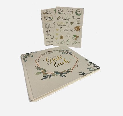 G�stebuch Hochzeit mit 8 Bl�tter Sticker
