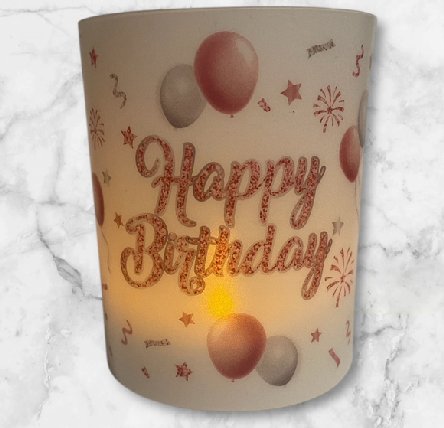 Windlicht Tischdeko Geburtstag, rosegold