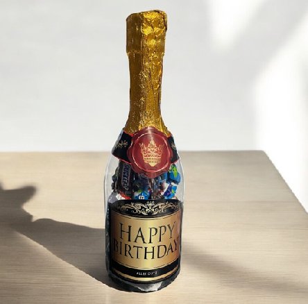 Sektflasche gefllt - Happy Birthday