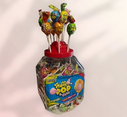 Frucht Lutscher mit Kaugummikern, 1 Stck