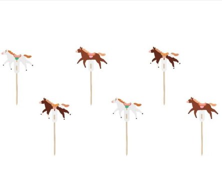 Cake Topper - Muffinpicker Pferde, 6 Stck