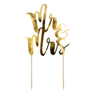 Cake Topper Mr. und Mrs. in gold