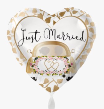 Folienballon - 71cm - Just married Auto Gold