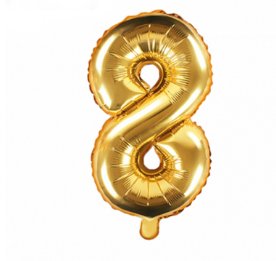 Zahlenballon Gold - Zahl 8 - 35 cm