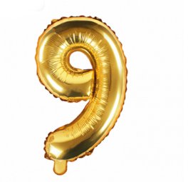 Zahlenballon Gold - Zahl 9 - 35 cm