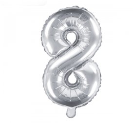 Zahlenballon Silber - Zahl 8 - 35 cm