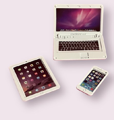 Laptop, Handy und Tablet im Miniaturformat
