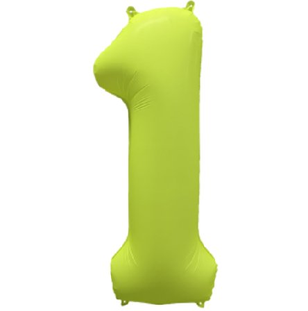 NEON GELB Ballon Zahl 1, Mae: 86 cm