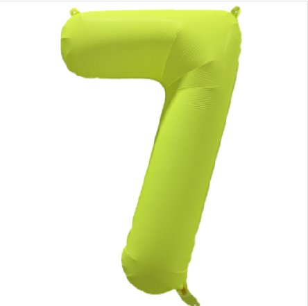 NEON GELB Ballon Zahl 7, Mae: 86 cm