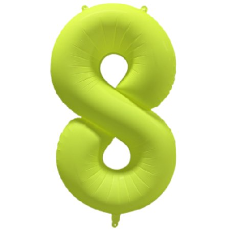 NEON GELB Ballon Zahl 8, Mae: 86 cm