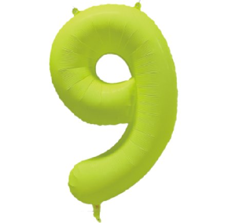 NEON GELB Ballon Zahl 9, Mae: 86 cm