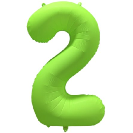NEON GRN Ballon Zahl 2, Mae: 86 cm