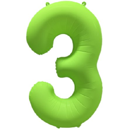 NEON GRN Ballon Zahl 3, Mae: 86 cm