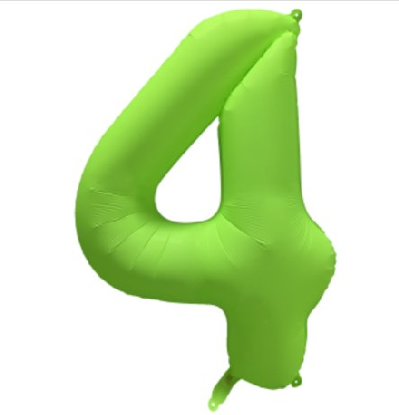 NEON GRN Ballon Zahl 4, Mae: 86 cm