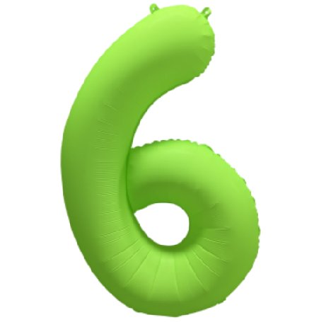 NEON GRN Ballon Zahl 6, Mae: 86 cm