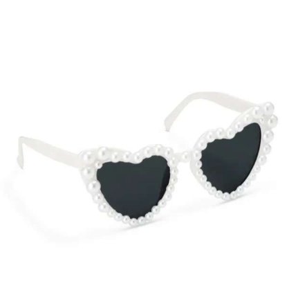 Herzfrmige Brille mit Perlen,wei