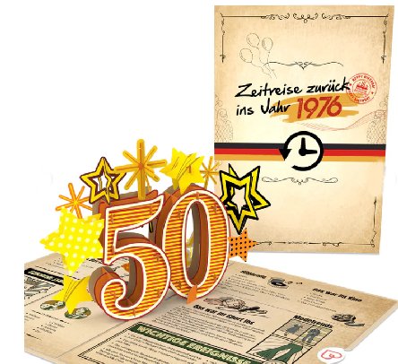 Zur�ck ins Jahr 1976 Pop-Up Karte