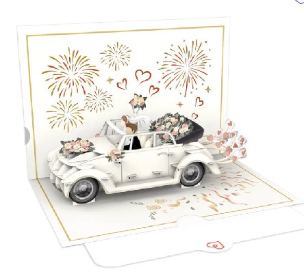 Hochzeitsauto mit Musik & Licht Pop-Up Karte