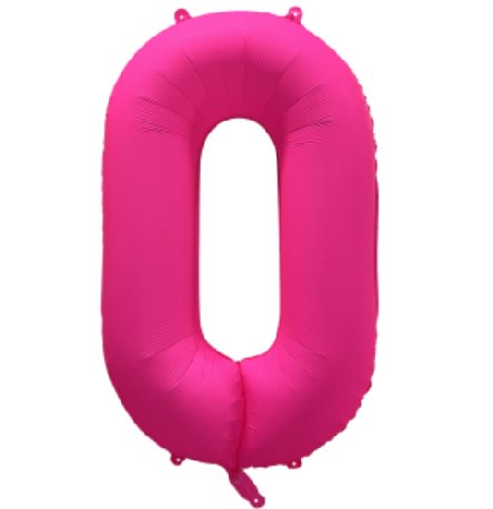 NEON PINK Ballon Zahl 0, Mae: 86 cm