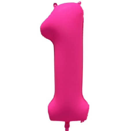 NEON PINK Ballon Zahl 1, Mae: 86 cm