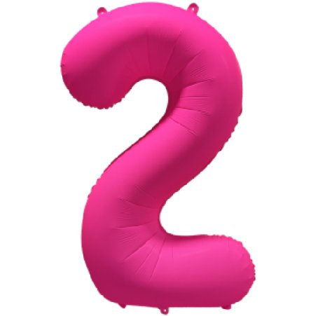 NEON PINK Ballon Zahl 2, Mae: 86 cm