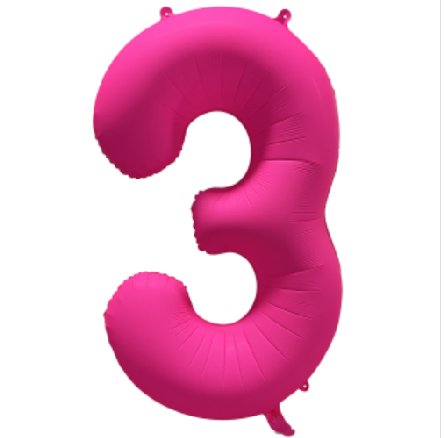 NEON PINK Ballon Zahl 3, Mae: 86 cm