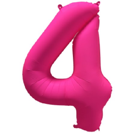 NEON PINK Ballon Zahl 4, Mae: 86 cm