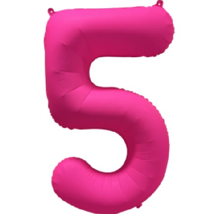 NEON PINK Ballon Zahl 5, Mae: 86 cm