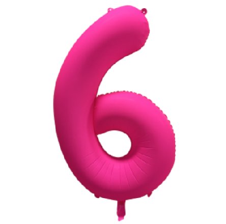 NEON PINK Ballon Zahl 6, Mae: 86 cm