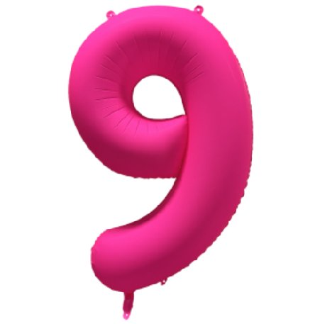 NEON PINK Ballon Zahl 9, Mae: 86 cm