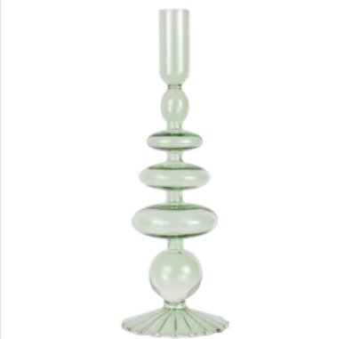 Glas-Kerzenhalter grn Bubbles