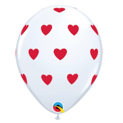 Qualatex Ballons - Weiß und rote Herzen