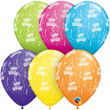 Qualatex - Happy Birthday Luftballons, 6 Stck