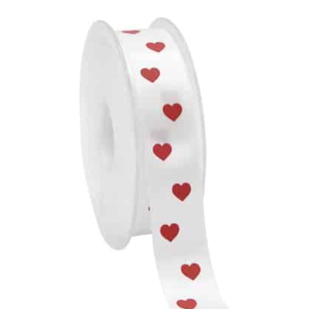 Satinband Herzen auf Rolle, 25m