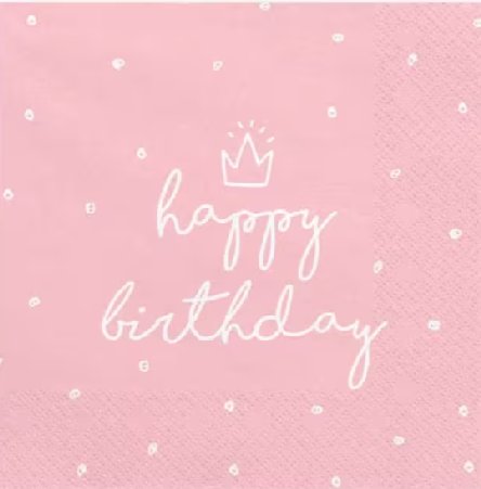 Happy Birthday Servietten, rosa, 20 Stck
