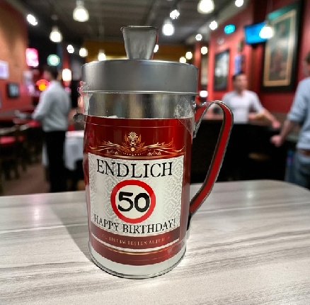 Spardose Endlich 50, Spendenkasse