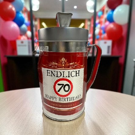 Spardose Endlich 70, Spendenkasse