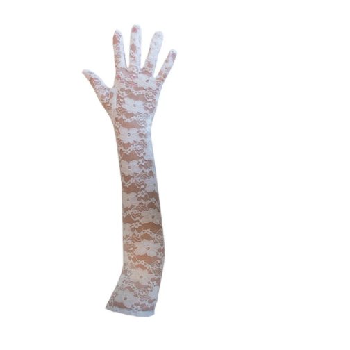 Handschuhe Spitze,weiß, lang