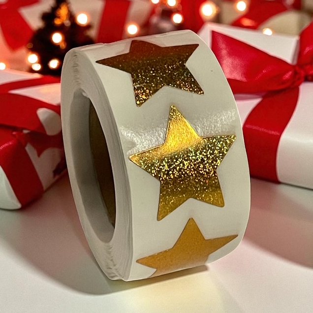 Stickerrolle Sterne,gold, 500 Stück